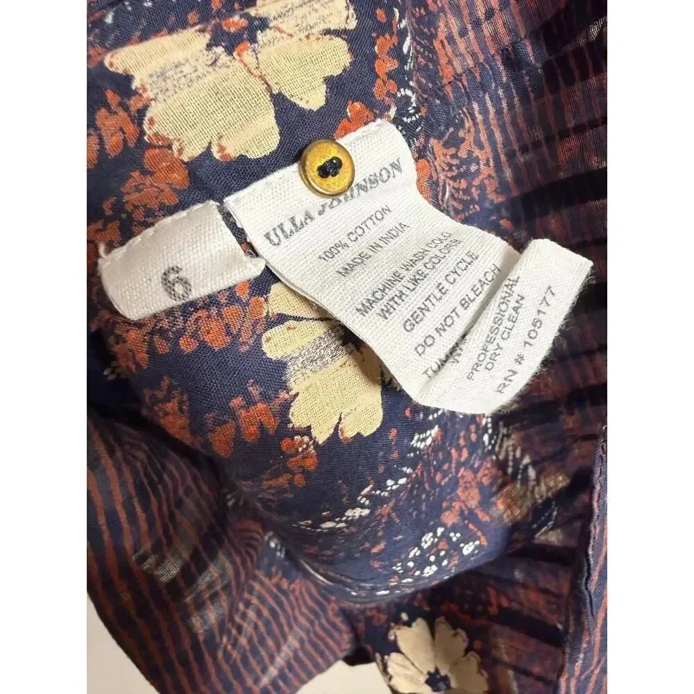 Ulla Johnson Arbor Ruffled Top in Midnight Print Women’s Sz. 6